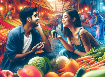 Plan de mercado + cocina: cita completa con ingredientes y coqueteo